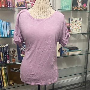Lucky Brand Ruffle Sleeve Purple Top Large
